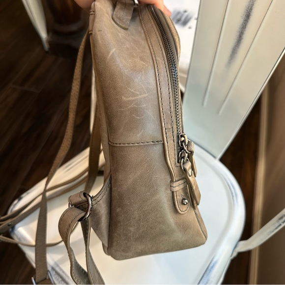 Burkely Leather Croco Cody dome texture gray green tan backpack soft Croc - Picture 6 of 16